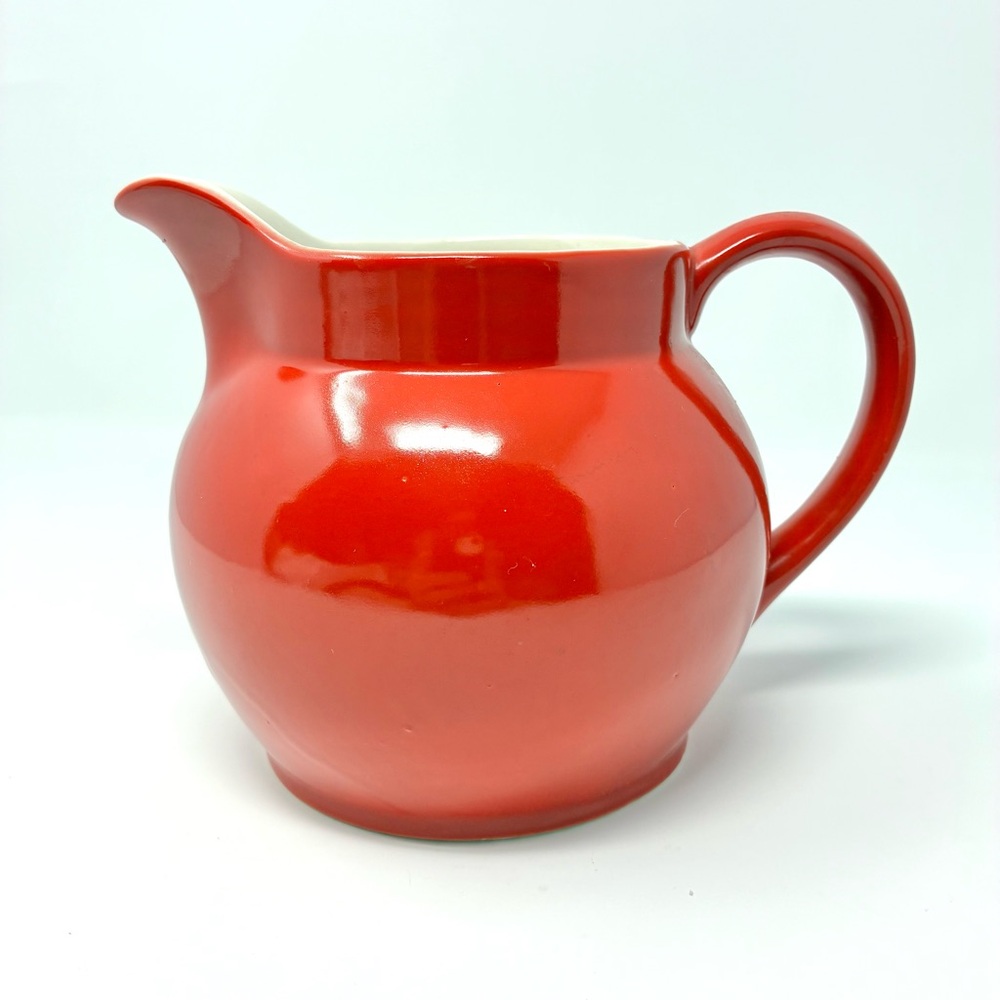 Czechoslovakia Red-Orange Ceramic Creamer Pitcher Mid-Century Art Deco VTG